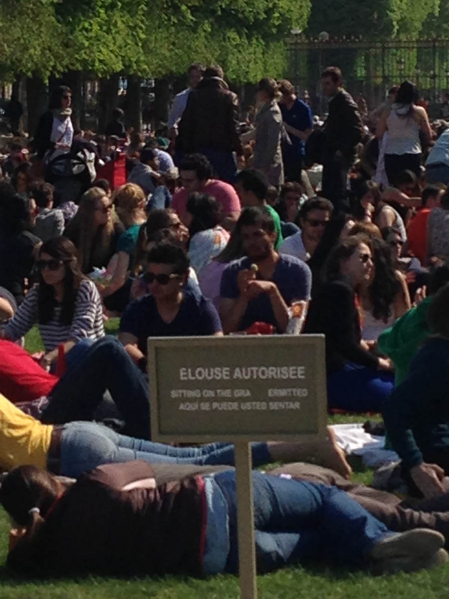 Pelouse "autorisée" un dimanche au jardin du Luxembourg